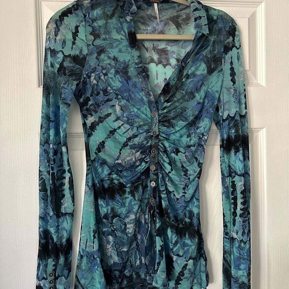 Free People Lucky Shirtee in Deep Indigo Combo